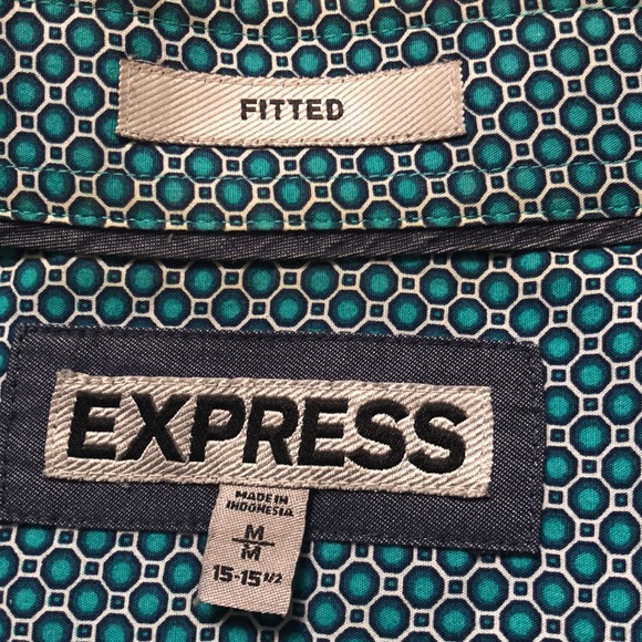 Express Geo Pattern Fitted Button Down Dress Shirt - Picture 3 of 3